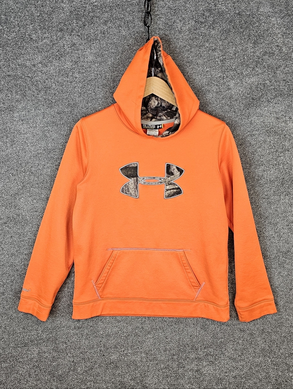 Under Armour Youth Blaze Orange & Camo Logo Pullover Hoodie